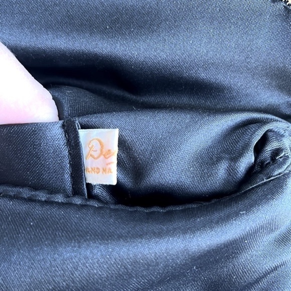 VINTAGE Delill Black Beaded Satin Envelope Clutch Evening Purse - Picture 10 of 11